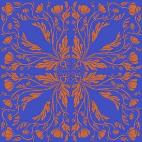 Buttercups Tile Tangerine and Periwinkle (large)