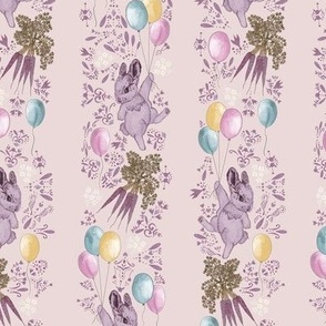 bunny and balloons - small - pink purple rabbit - MONBER and B