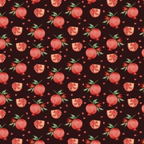 Watercolor Pomegranates on Aubergine