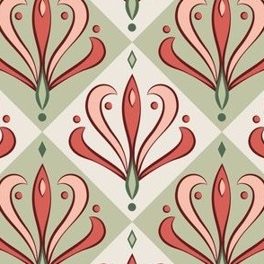 Raspberry Blush Art Nouveau Blossoms and Diamonds - Benjamin Moore 2023 Color of the Year