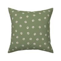 Dog Paws on Dark Sage Green