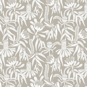 Banksia Floral Warm Grey Lighter Small