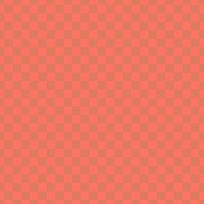 041 - Medium small scale coral and burnt sienna Garden bed checkerboard modern geometric with retro vintage vibes, for wallpaper, bed linen, eye catching table linen, teenage duvet cover and bed linen