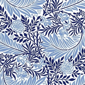 1874 William Morris Larkspur in Cobalt and Wedgewood Blue - Coordinate