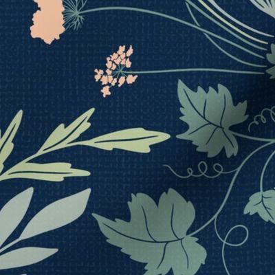 My Dreamy Botanical Floral Garden-rustic fall color palette on blue