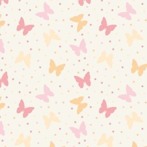 butterflies boho wallpaper fabric peachy orange pink preppy dots bohemian pastel y2k