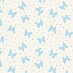 butterflies boho wallpaper fabric pastel baby light blue cream background dots bohemian y2k