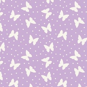 butterflies boho wallpaper fabric pastel purple lilac cream background dots bohemian y2k