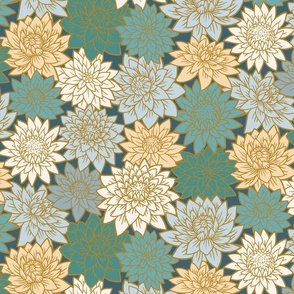 Dahlia Garden Bedding - Teal