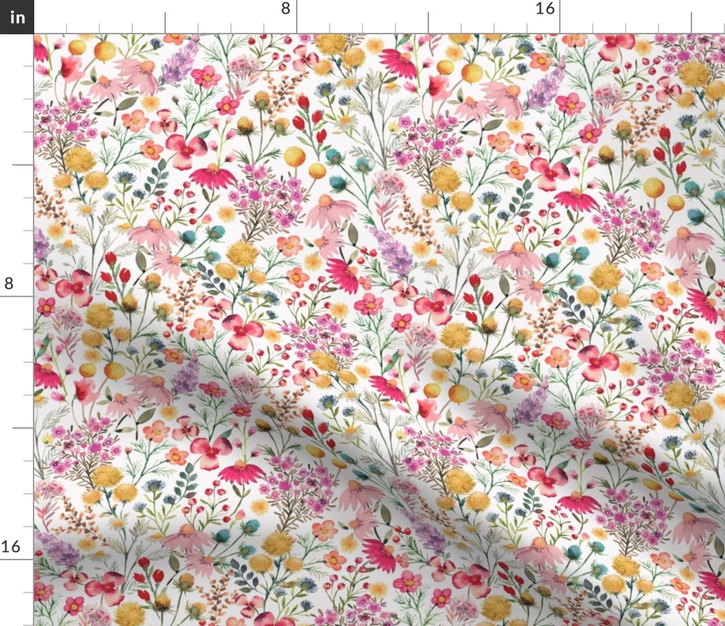 Whimsical Flower Garden Cottage Romantic floral Multicolor white Small