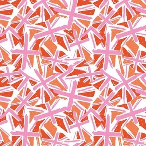 UK lovers - Abstract messy distorted Union jack english flag in bright nineties red tangerine pink valentine palette