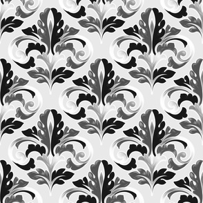 Baroque Brocade -  charcoal monochrome 