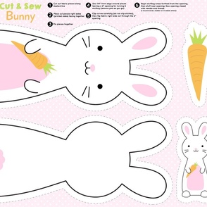Cut and Sew pink bunnies 27" wide