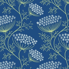 Queen Anne's Lace - blue background - large scale