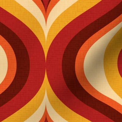 groovy psychedelic swirl retro vintage wallpaper 12 extra large scale 60s 70s mustard maroon rust by Pippa Shaw