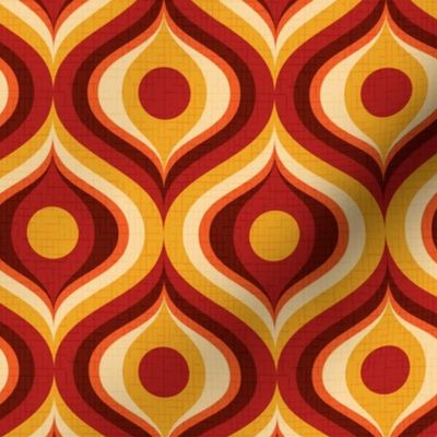 groovy psychedelic swirl retro vintage wallpaper 4 medium scale 60s 70s mustard maroon rust by Pippa Shaw