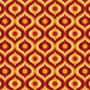 groovy psychedelic swirl retro vintage wallpaper 4 medium scale 60s 70s mustard maroon rust by Pippa Shaw