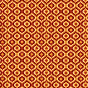 groovy psychedelic swirl retro vintage wallpaper 2 small scale 60s 70s mustard maroon rust by Pippa Shaw