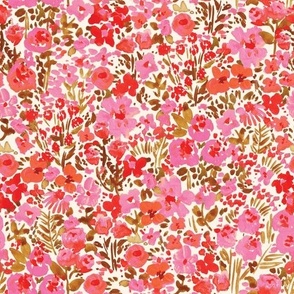 Pink and Red Painterly floral - Small