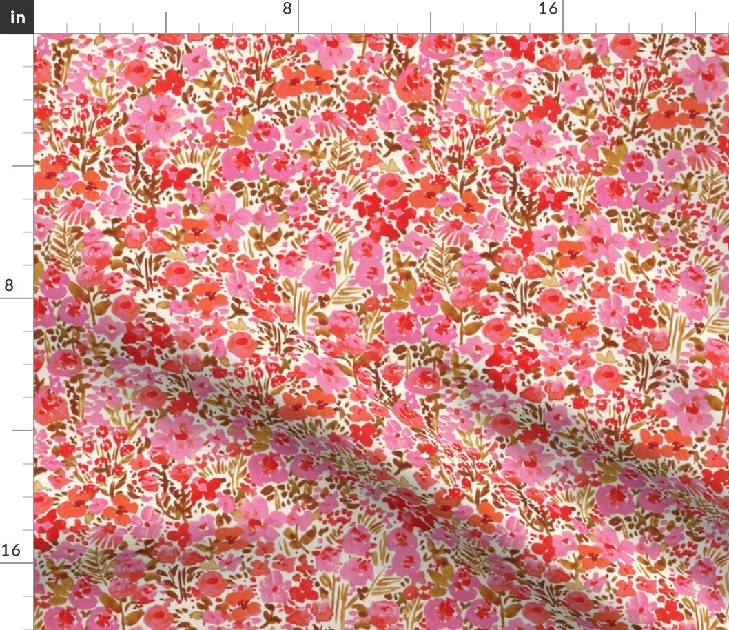 Pink and Red Painterly floral - Small