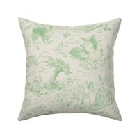 Country Dogs Toile Green on Greige