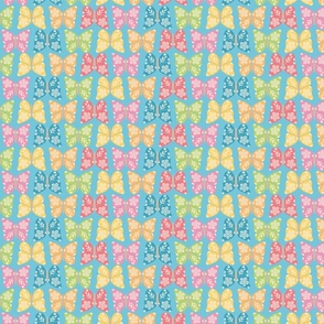 Bright Spring Floral Butterflies on Light Blue - Medium Scale