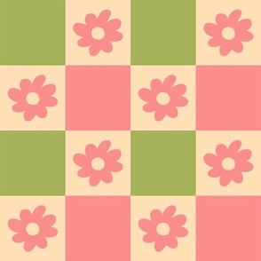 Daisy Checker Pattern (pink/green)