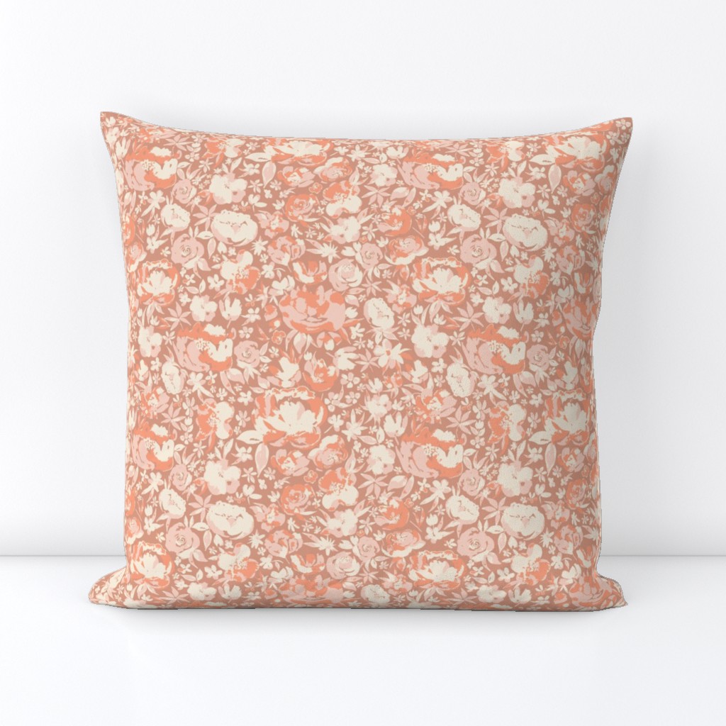 Modern Watercolor abstract flowers  in peach 