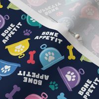 (small scale) Bone Appetit - fun dog fabric - multi on navy - LAD23