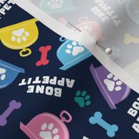 Bone Appetit - fun dog fabric - multi on navy - LAD23