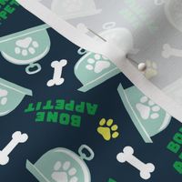 Bone Appetit - fun dog fabric - green/blue - LAD23