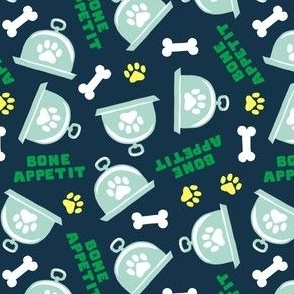 Bone Appetit - fun dog fabric - green/blue - LAD23