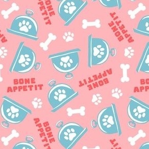 Bone Appetit - fun dog fabric - pink/blue - LAD23