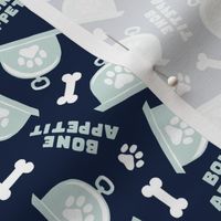Bone Appetit - fun dog fabric - navy - LAD23