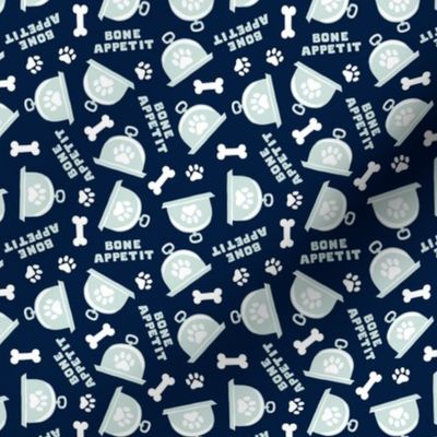 (small scale) Bone Appetit - fun dog fabric - navy - LAD23