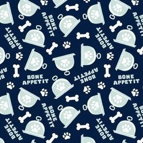 (small scale) Bone Appetit - fun dog fabric - navy - LAD23