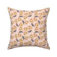 Bone Appetit - fun dog fabric - blush/gold - LAD23