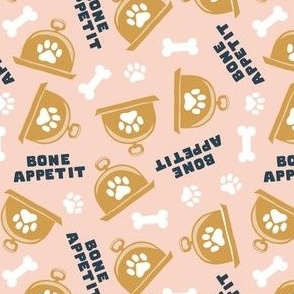 Bone Appetit - fun dog fabric - blush/gold - LAD23