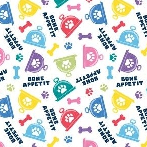 (small scale) Bone Appetit - fun dog fabric - multi - LAD23