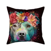 Boho Pit Bull #5 18 Inch Square Panel for Throw Pillow
