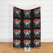 Boho Pit Bull #5 18 Inch Square Panel for Throw Pillow