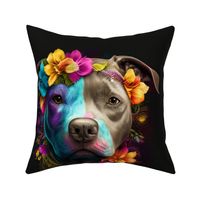 Boho Pit Bull Dog #7 Pillow Top Panel 18 Inch