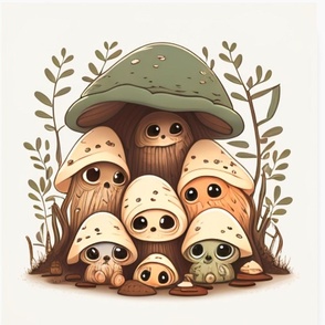 Mushroom Buddies Pillow Panel 18 Inch