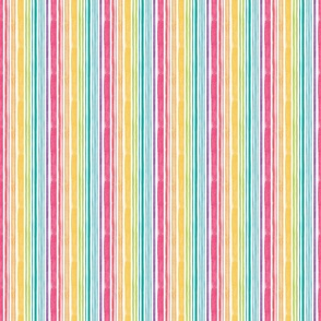 Bright Irregular Rainbow Stripes (Block Printed) -  Small Scale