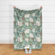 Magnolia Oasis Floral Celadon Green Jumbo Scale