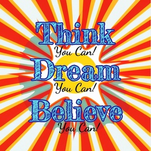 Think You Can, Dream You Can, Believe You Can Throw Pillow Panel 18 Inch