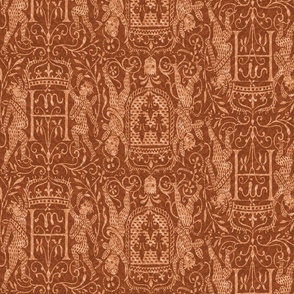 Heraldic Cherubs Tapestry Russet - Medium