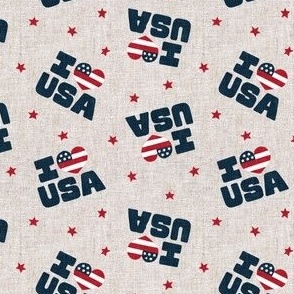 I ❤ USA - Patriotic Stars and Stripes -  Red white and blue - stone - LAD23