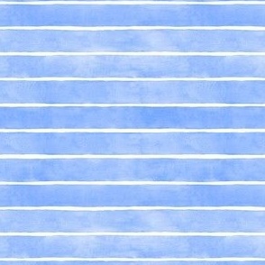Baby Blue Watercolor Horizontal Broad Stripes - Ditsy Scale - Beach Coastal Nautical Nursery Boy