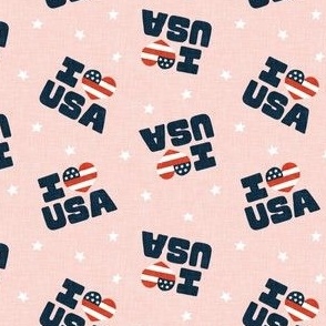 I ❤ USA - Patriotic Stars and Stripes -  Red white and blue - pink - LAD23
